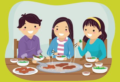 Personas compartiendo alimentos en una mesa