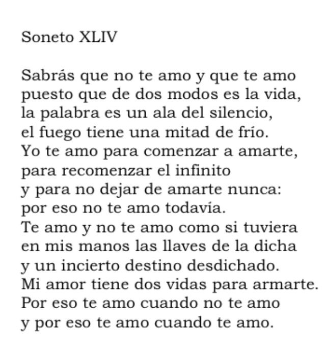 Qué quiere decir el soneto 17 de Pablo Neruda