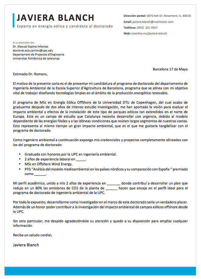 Qué debe incluir una carta de motivación