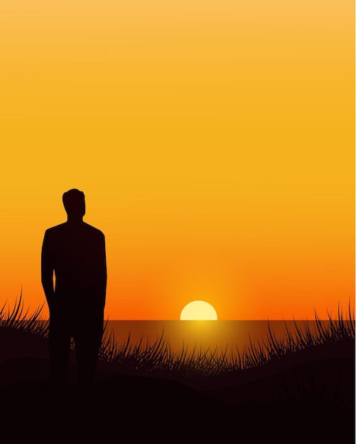 Persona mirando la puesta de sol