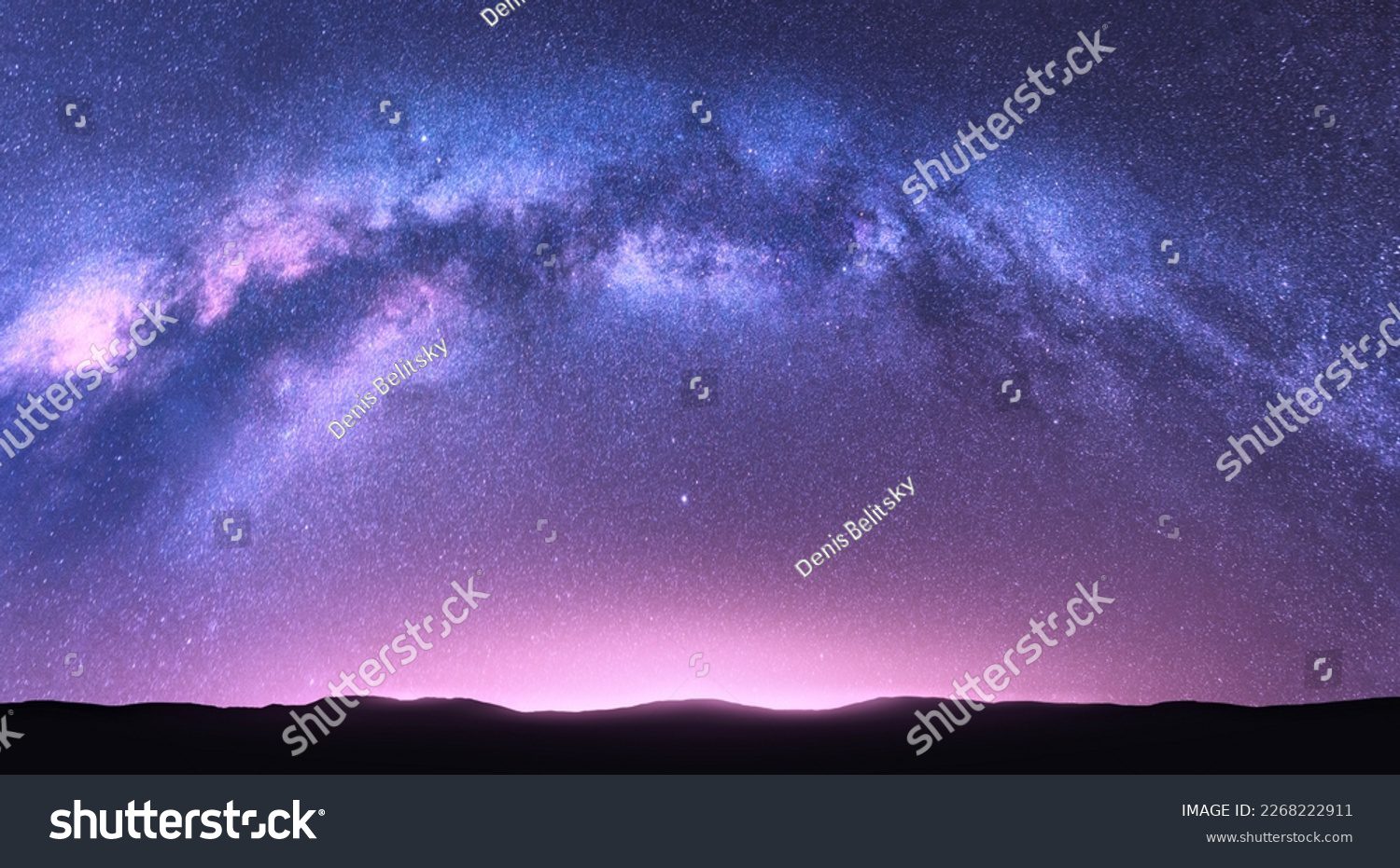 Paisaje natural con estrellas en el cielo