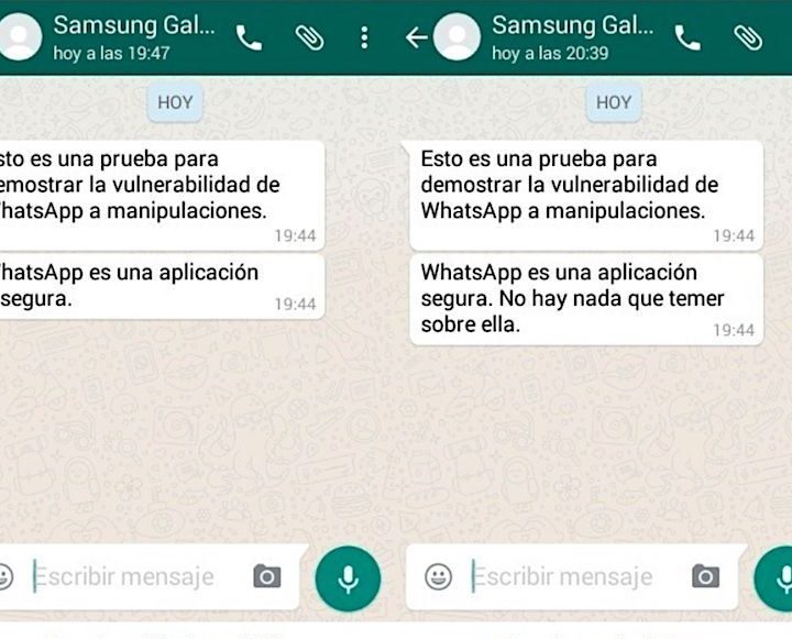 una conversacion en whatsapp con un amigo y una amiga que muestra senales de falsedad