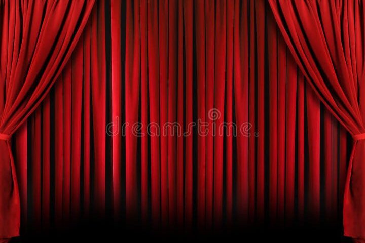 una imagen abstracta de un escenario de teatro con luces brillantes y sombras dramaticas