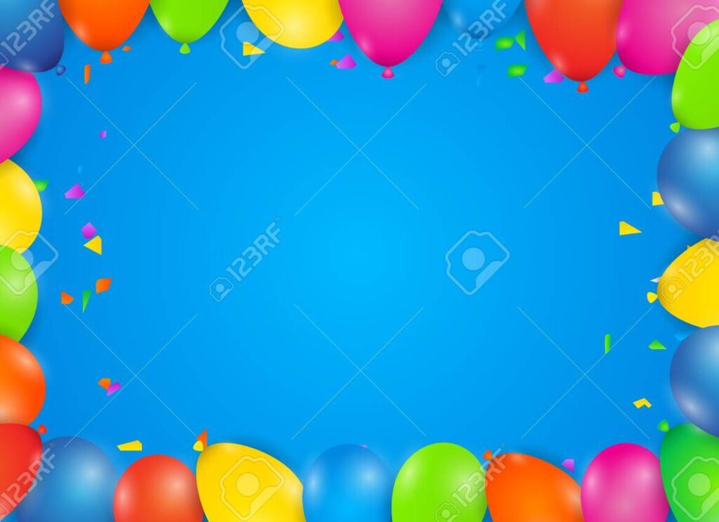 una imagen colorida con globos y confeti