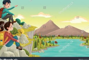 una imagen con colores vibrantes y una persona sonriente mirando hacia el horizonte