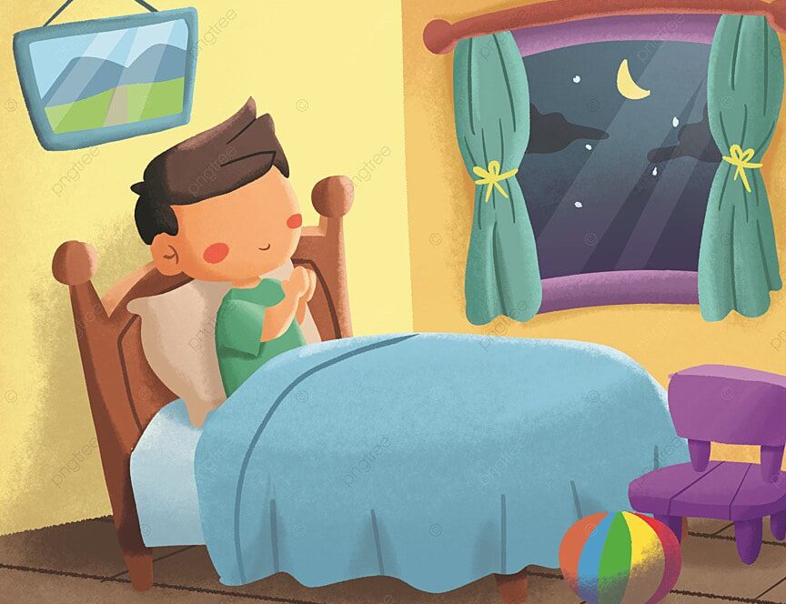 una imagen con una persona rezando antes de dormir