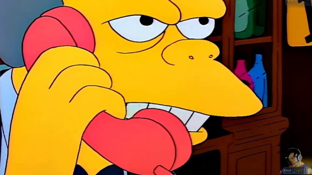 una imagen de bart simpson riendo y hablando por telefono