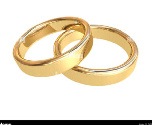 una imagen de dos anillos de boda entrelazados con un fondo blanco