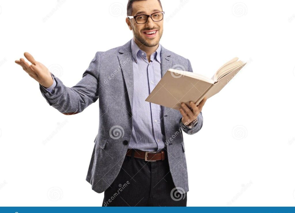 una imagen de un hombre reflexionando con un libro abierto en sus manos